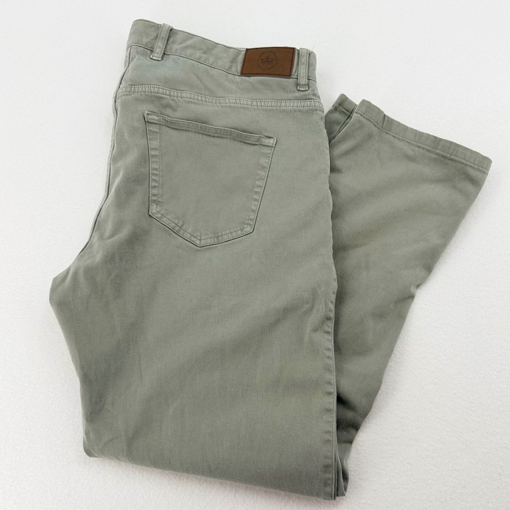 Peter Millar 5-Pocket Pants Mens 36 Sage Green Cotton Modal Stretch